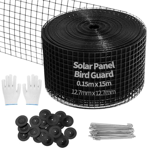 TUAKIMCE Pannello solare per uccelli, kit di rete per uccelli, 15,2 x 15,2 m, filo in PVC, protezione per uccelli per pannelli solari per evitare che i piccioni nidificino sotto il tetto pannelli