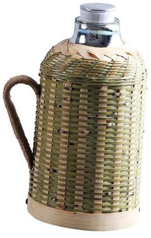 PRETYZOOM Bambù Intrecciato e Bottiglia d Acqua in Vetro Isolata Bottiglia d Acqua Retrò Maniglia Laterale Bollitore Isolato Sottovuoto Per Bevande Calde