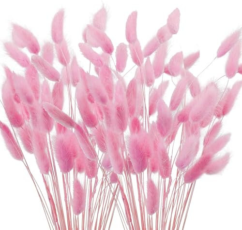 ROSYLEVE 120 Fiori Secchi Erba della Pampa, 40 cm, Rosa, Erba di Pampa per Matrimonio, Casa, Feste, Vaso Decorativo
