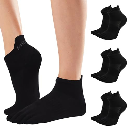 Toe Socks for Men Women,No Show Low Cut Toe Socks Individual Five Finger Cotton Breathable for Athletic Running (UK, Alpha, S, Regular, Regular, Black)