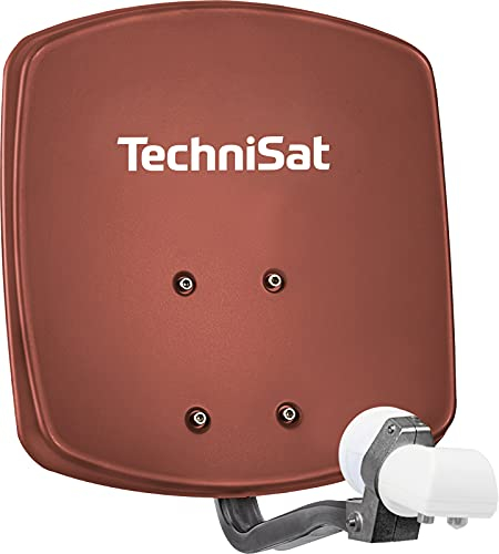 TechniSat DIGIDISH 33 - Cuenco satélite para 2 participantes (33 cm, Sistema satélite pequeño, Juego Completo con Soporte de Pared y LNB Universal) Color Rojo