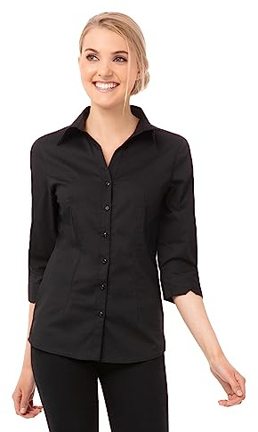 Chef Works Women's Finesse Shirt, Black, Small