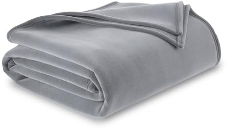 Vellux 1B07055 Original Insulating Core Hotel Style Solid blanket Machine Washable Soft Cozy Warm Pet Friendly Bed Sofa Blankets, Twin, Grey