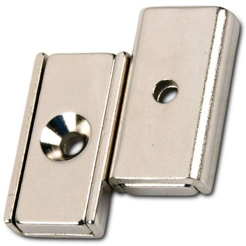 5 x Barra magnética plana Neodimio 20 x 13,5 x 5mm con taladro avellanado - 8 kg