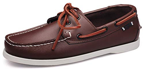 Mocassini da Uomo in Pelle con Lacci e Lacci Scarpe Casual da Barca in Pelle Piatta