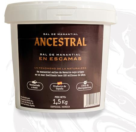 SAL ANCESTRAL - Sal en Escamas de manantial - Sal sin microplásticos - Sal para asar carne - Más sabrosa que la sal céltica o sal marina