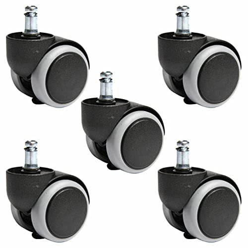 Best For Home | Set di 5 rotelle universali di ricambio per pavimenti duri per sedie | Ruote per sedie da ufficio e da gioco | Ruote di ricambio lisce e resistenti per parquet