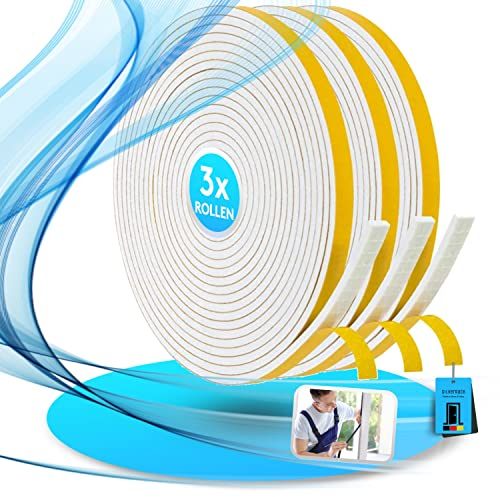 SilverRack 15m Dichtungsband selbstklebend Weiß [6 mm x 1,5 mm] - Schaumstoff Klebeband für Tür Dichtung, Fensterdichtung - Türdichtung Abdichtungsband - Fenster abdichten - Dichtband Isolierung