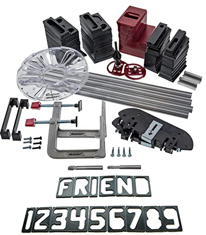 Milescraft 1262 SignPRO Kit de construction de panneaux pour routeurs (métriques) - Lettres horizontales de 64 mm et 34 mm (166 modèles), numéros verticaux de 64 mm et 34 mm (80 modèles) - Embout de