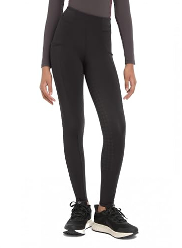 LeMieux Young Rider Pull On Orla Breeches - Supportive Elasticated Waistband - Lightweight - Full Seat Silicone Grip - Childrens Horse Riding Trousers - Black - 7-8 Years