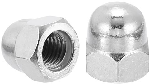 sourcing map M12x1.75 Acorn Cap Nuts, 10Pcs 304 Stainless Steel Dome Cap Head Acorn Nut Hardware Nuts for Bolt Cover, Silvery