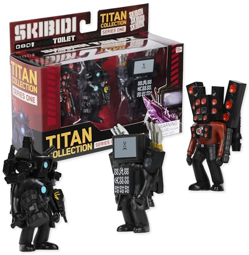 SKIBIDI TOILET Titan 3 Pack – All-New Collectibles, Officially Licensed Toilet Merch, Black
