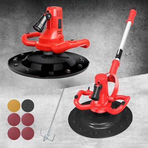 LTEJUMQ Machine de lissage de Mur de Truelle de Mortier de Ciment de Béton, Machine à Plâtrer Les Murs avec 6 Vitesses Réglables et lumière LED, Ponceuse à Béton électrique avec Tige D'extension