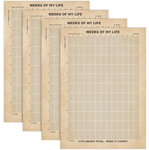 Outus Lot de 4 affiches de vie - Calendrier des semaines - Décoration murale - Citations de motivation - Affiche de motivation à vie pour suivi des habitudes - Décoration d'intérieur (beige)