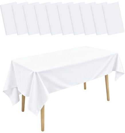Engångs bordsdukar vit, 10 stycken bordsduk vit 137 x 183 cm, engångsdukar vattentät rektangulär bordsduk plast födelsedag, för födelsedagsfest bröllop jul