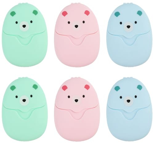 pawpoem 6 PCS Hojas de Jabón, Hojas de Jabón en Papel Compactas con Estuche, Jabones de Papel Portátiles, para Viaje, Camping, Senderismo, Vacaciones e Higiene al Aire Libre