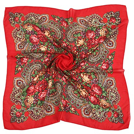 WAZHAKU Women's Russian Square Scarves Ukrainian Headwear Muslim Hijab Scarf Wraps Turban Fabric Traditional Scarves