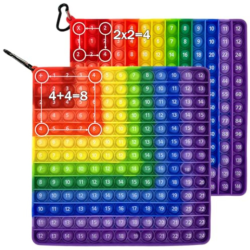Push Bubbles 24 x 24 cm giocattolo 2 in 1 Fidget Toys tavolo di moltiplicazione Poppers in silicone anti stress bambini giocattoli,Educativi Matematici Giocattoli Educativi Moltiplicazione Addition