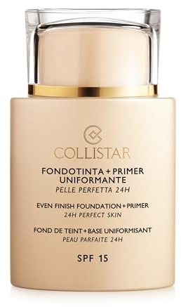 Collistar Foundation und Primer mit gleichmäßigem Finish, LSF 15, Nummer 2 Cameo, wasserfeste 2-in-1-Foundation, cremige Textur mit glättender Wirkung, hohe Deckkraft, für alle Hauttypen, 35 ml