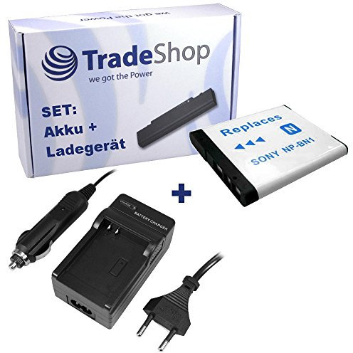 Trade-Shop Angebot IM Set: Hochleistungs Kamera Li-Ion Akku + Akku Ladegerät mit KFZ Adapter für Sony Cybershot DSC-W800, DSC-W810, DSC-W830, DSC-QX10, DSC-QX100, DSC-WX220