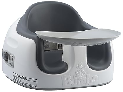 Trona Portátil Multiusos con Bandeja Extraíble - 6 a 36 meses - Asiento de Suelo y Elevador de 2 alturas - Ajustable - Ligera y Portátil - Gris Oscuro - Bumbo