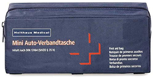 Holthaus Medical mini Verbandtasche fürs Auto, KFZ Verbandskasten Notfall Erste-Hilfe, 22x8,5x8cm, blau