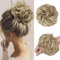 FESHFEN Moños Postizos, Natural Rizado Ondulado Postizo Moño Sintético Extensiones de Cabello Pelo Desordenado Coleta Postiza para Mujer 55g, Rubio Oscuro Cenizo