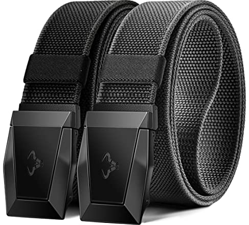 KEMISANT Taktischer Gürtel 2er, Gürtel Herren Arbeitsgürtel Militär Wandern 38mm,Schnellverschluss Metallschnalle(Schwarz/Dunkelgrau-125cm/38-42 taille verstellbar)