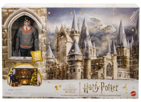 HARRY POTTER Gryffindor Adventskalender - 24 Türchen, zauberhafte Überraschungen, Hogwarts-Gemeinschaftsraum, lebensechtes Gesicht, für Fans ab 6 Jahren, HND80
