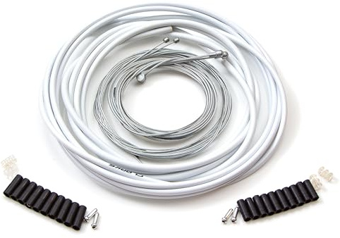 Clarks Cycle Systems Universal Stainless Steel Brake and Gear Cable Kit, Front & Rear, White