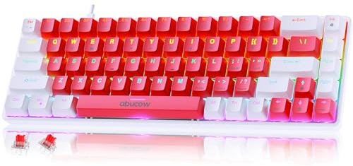 abucow 68-Key Mechanical Keyboard with Colorful Backlight 60% Gaming Keyboard - Red Switches for a Premium Typing and Gaming Experience on PC and Mac (Red-White)