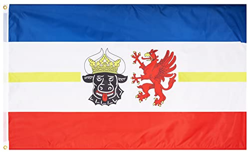 MUWO Flagga 16 tyska förbundsländer + Mallorca 90 x 150 cm, dubbelsidig trädgårdsflagga, väderbeständig fanflagga, polyester landsflagga Tyskland, med metallöljetter (Mecklenburg-Vorpommern)