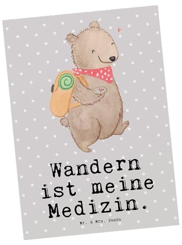 Mr. & Mrs. Panda Postkarte Wandern - Geschenk, Bergsteigen, Sportart, Grußkarte, Spazieren, Einladung Geburtstag, Ansichtskarten, Freizeitsport,