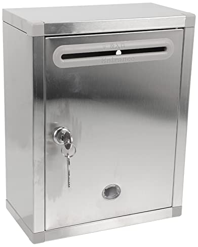 STOBAZA Caja Buzón De Pared Soporte De Pared para Buzones Sugerencia De Empresa Buzones y Accesorios Contenedor De Propinas Buzón De Bloqueo Rural Cinturón De Boca Acero Inoxidable Oficina
