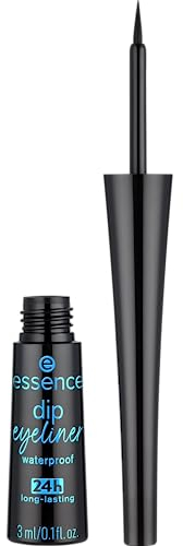essence dip eyeliner waterproof 24h long-lasting, Nr. 01, Schwarz, langanhaltend, definierend, hochpigmentiert, farbintensiv, vegan, wasserfest, ohne Mikroplastikpartikel, ohne Parfüm, 1er Pack (3ml)