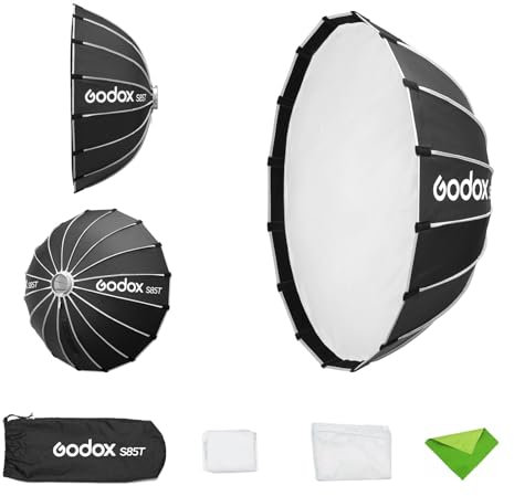 Godox S85T Softbox ombrello da 85 cm/33,4 pollici, riflettore diffusore di luce con montaggio Bowens a sgancio rapido per Godox SL60, SL150, SZ300R, SK400II, AD600BM, AD400Pro