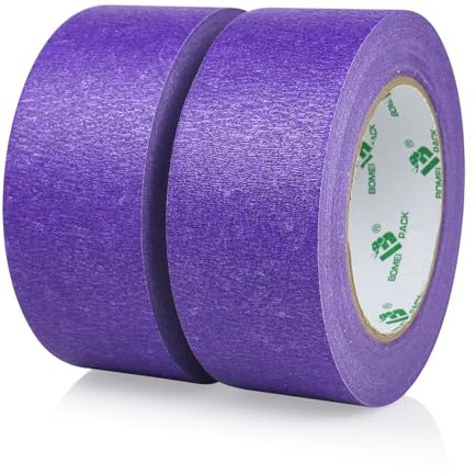 BOMEI PACK Lila Malerkrepp 48mm x 50 m - 2 Rollen Kreppband für Malerarbeiten und Dekoration - Abklebeband zum Streichen-Abdeckband für Malerarbeiten
