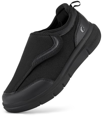 FitVille Mens Extra Wide Fit Diabetic Shoes with Adjustable Strap Easy Close Walking Trainers for Swollen Feet Plantar Fasciitis V9