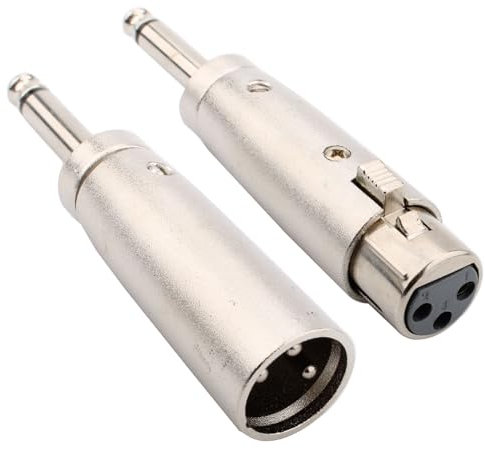 VISSQH 2 Stück 6,35mm TS zu XLR Adapter (XLR 3-Pin Stecker auf TS Klinke 6,35 mm adapter & XLR 3-Pin buchse auf TS klinke 6,35 mm) für Mikrofon Audiobuchse Klinken-Konverter