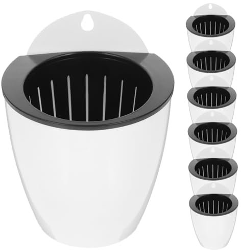 Toddmomy 7pcs Round Self Watering Wicker Wall Planter Indoor Plant Pot Self-absorbent Succulent Container