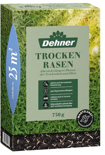 Dehner Saatgut Rasensamen, Trockenrasen, hochwertige Saatgutmischung, strapazierfähig/selbstregenerierend, 750 g, für ca. 25 m², natur