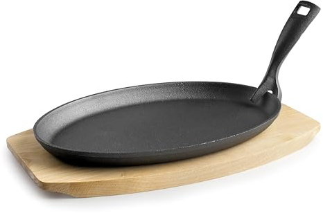 Lacor 25867 - Vassoio ovale con manico staccabile, ghisa, base di ... | Utensile professionale duraturo; progettato per prestazioni ottimali e una pulizia rapida in lavastoviglie