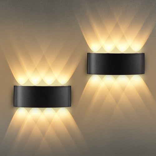 AOOTE LED-vägglampa upp och ned, 2 st moderna aluminiumdekorerade väggampor, 8 W, 3 000 K, varmvit vägglampa, aluminium, LED-väggbelysning IP65 vattentät för sovrum, vardagsrum, hall, trappor