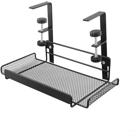 Plateau de gestion des câbles sous le bureau, 4,5 à 8,5 cm, hauteur réglable, organiseur de cordons en acier au carbone pour rangement de câbles de bureau, noir/blanc, noir S