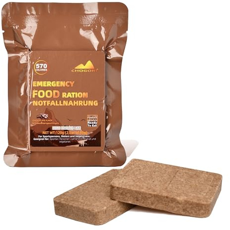 Emergency Food Rations, Chocolate Flavor Food Ration Bars, Mre Meals, Survival Food Long Shelf Life, Prepper Supplies for Camping Disaster Preparedness, 120g