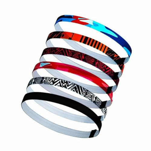 HAPZUR Diadema Deportiva Hombre y Niño, 6 Piezas en 6 Colores Elástica Antideslizante Transpirable, Cinta Pelo para Correr Fútbol Yoga Fitness