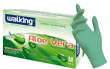 BRENTA SRL Guanti Lattice No POVERE Aloe Vera Verde M 100PZ Guanti Multiuso MEDICALI