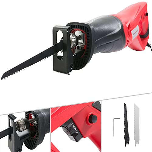 Arebos Scie Sabre Scie a Bois électrique | 750 W | Noir | Rouge | 130 mm | en Bois et en Métal | Patin de Guidage Réglable
