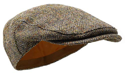Borges & Scott Nevis platt keps – 100% handvävd ull – Harris Tweed – vattentålig, Klassisk fiskben, XS