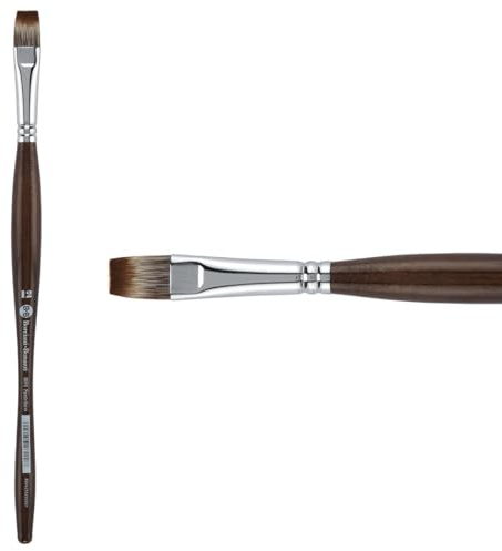 BORCIANI E BONAZZI, Pennello Serie 801 Unico Mangusta, Punta Piatta, Ideale per Acquerello, Misura 12, Pennelli per Dipingere, Cruelty Free.